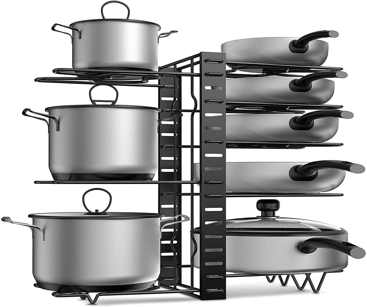 Pot Rack Organizer Kitchen Organizer, 8 & 5 Tiers Adjustable Pots And Pans Organizer, Large Pot Lid Holders Pan Rack For Kitchen Cabinet Counter Dime Store