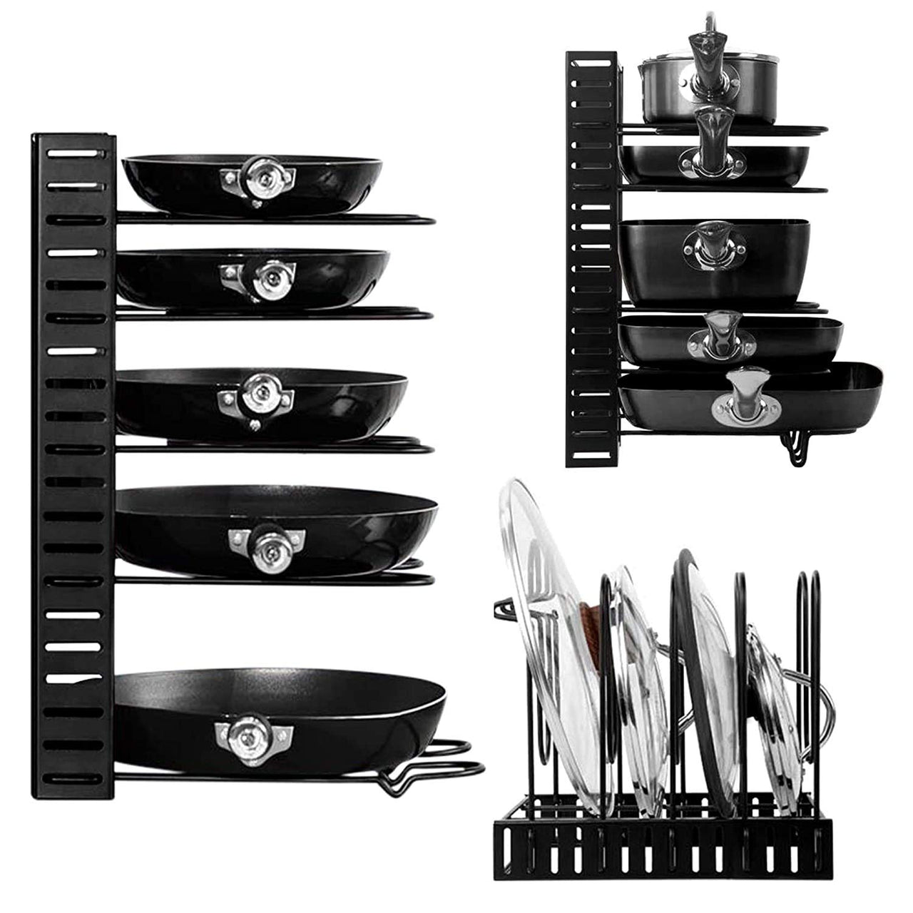 Pot Rack Organizer Kitchen Organizer, 8 & 5 Tiers Adjustable Pots And Pans Organizer, Large Pot Lid Holders Pan Rack For Kitchen Cabinet Counter Dime Store