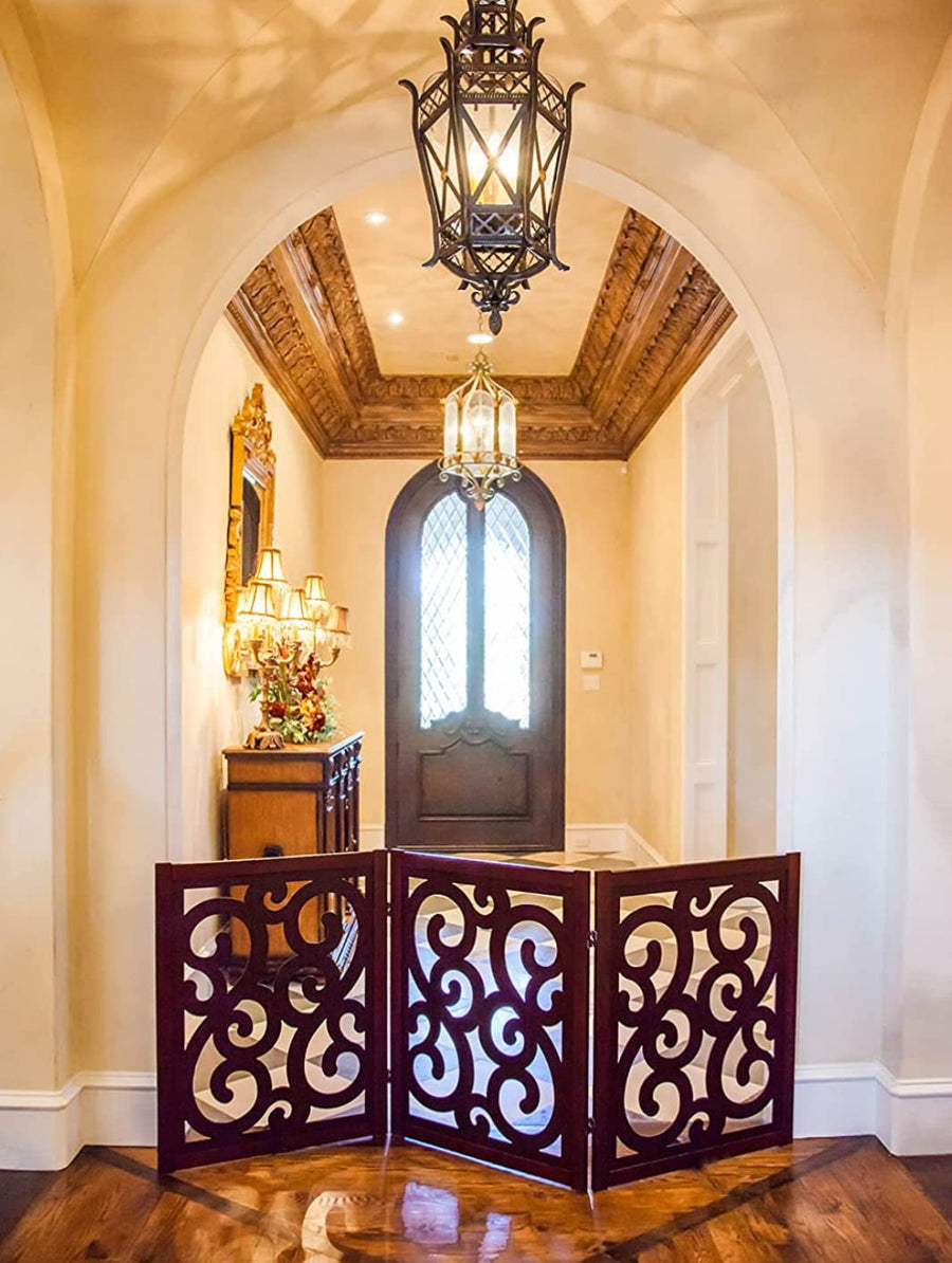 Wooden Pet gate for Safety , Baby Gate for Stairs , Step Over Fence for Stairs , Freestanding Pet Barrier Child Barrier, Gate for Stairs & Door Dime Store