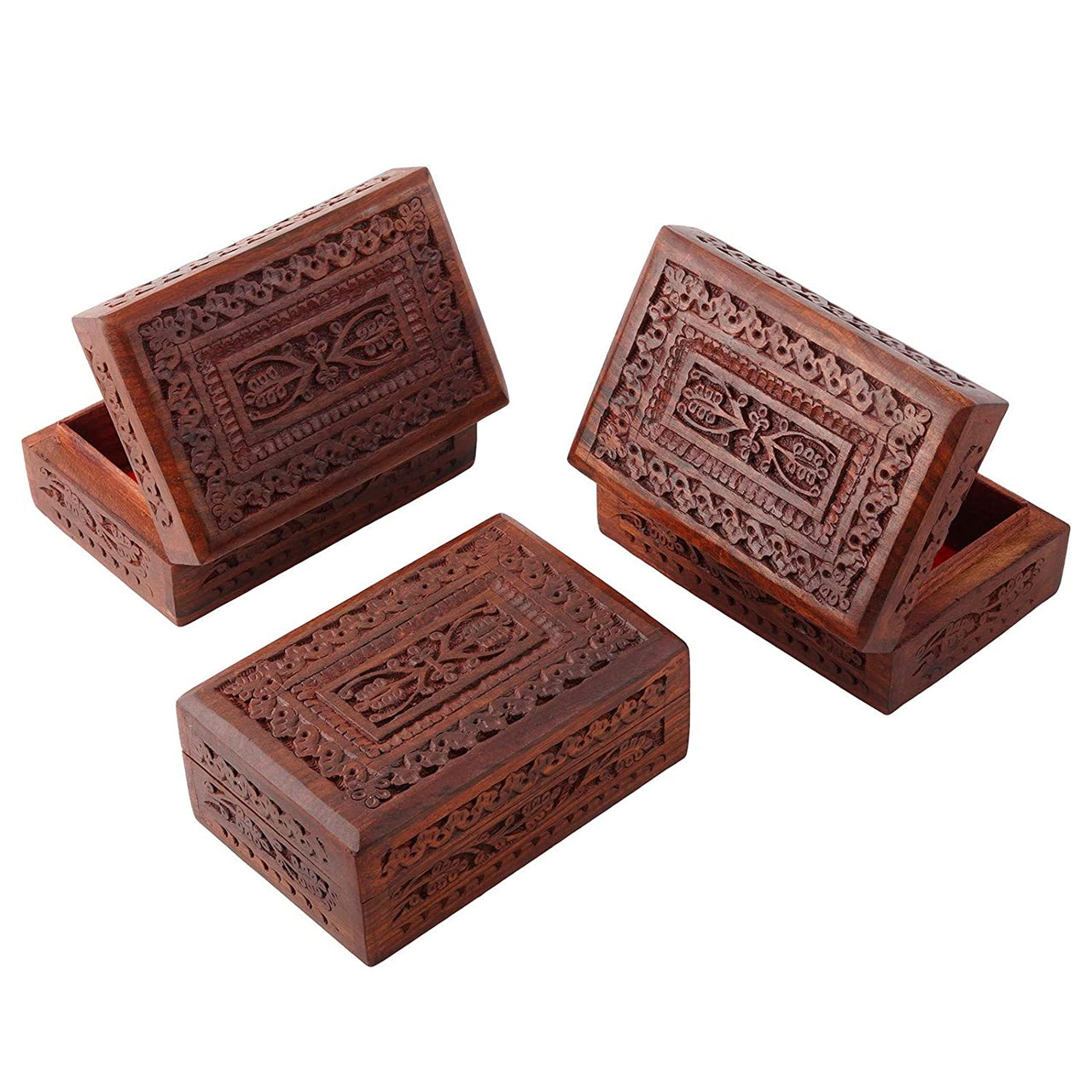 Handmade Wooden Jewellery Box for Women Jewel Organizer Hand Carved with Intricate Carvings Gift Items Dime Store