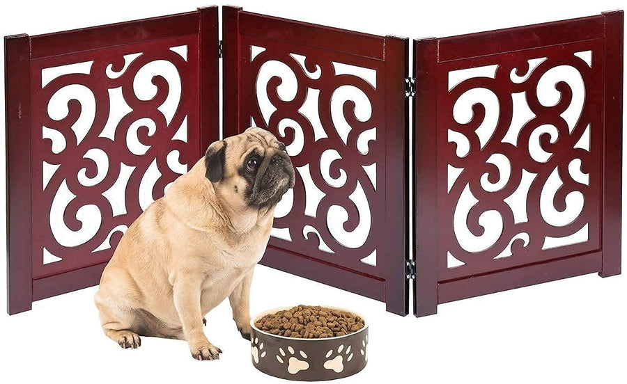 Wooden Pet gate for Safety , Baby Gate for Stairs , Step Over Fence for Stairs , Freestanding Pet Barrier Child Barrier, Gate for Stairs & Door Dime Store