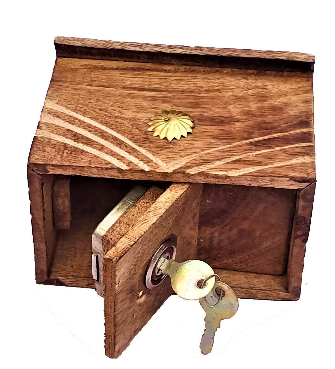 Wooden Hut Shaped Money Bank for Coin Storage Organizer for Kids & Adults , Gullak for Gift Item Dime Store