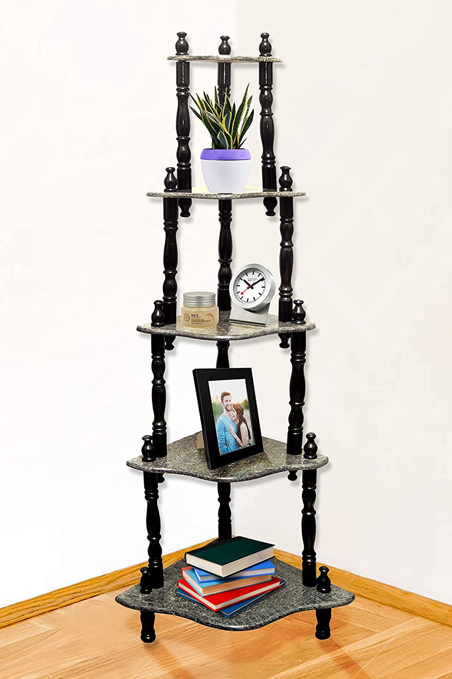 5 Multi Tier Corner Wall Rack Shelf MDF Wall Corner Stand for Living Room Dime Store