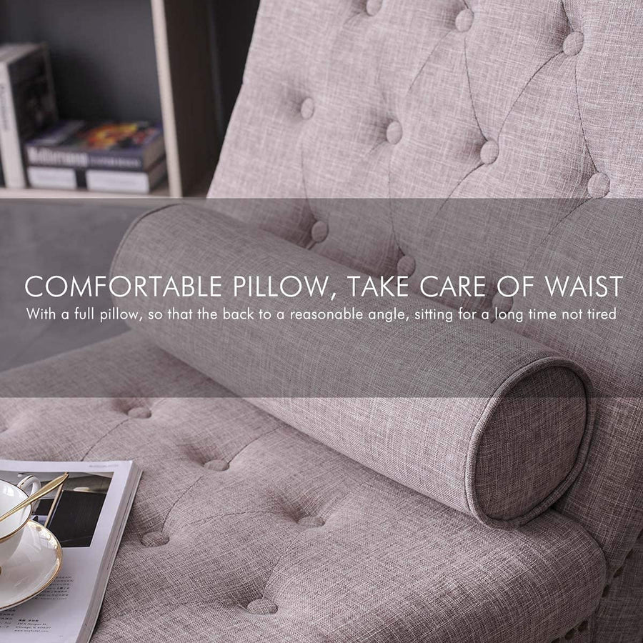 Single Modern Sofa Bed Lounge Lazy Sofa Bed Chair Fabric Recliner Couch Wooden Legs for Home Living Room Bedroom Rest Room Dime Store