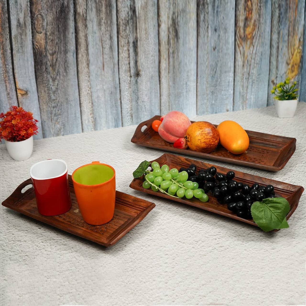 Wooden Handmade Tray , Multipurpose Tray Great Gift as Table Décor or Kitchen Décor, Wooden Tray for Kitchen or Tea Table Dime Store