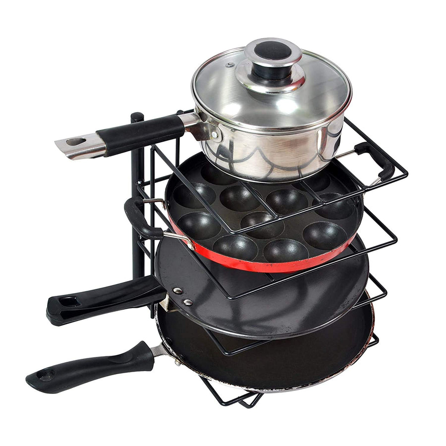 Pot Stand Pan Stand Tawa Stand Kitchen Rack For Storage Cast Iron Skillets, Griddles and Shallow Pots Dime Store