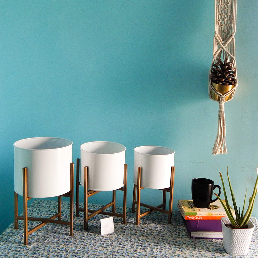 Metal Plant Stand With Planter Pot, Flower Pot Stand For Balcony Outdoor Indoor Garden Home Decor Items Dime Store