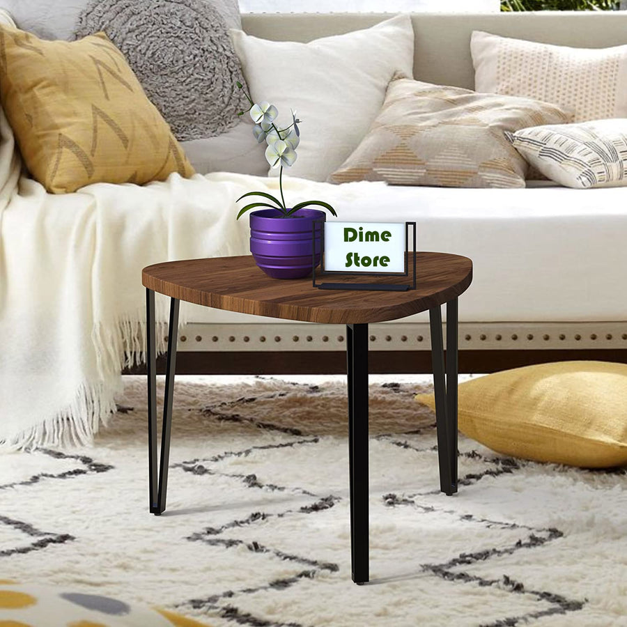 Coffee Table Set of 2 Large and Medium Sized Side Table End Table, Night Stand Table, Nesting Corner Table, Piping Breakfast Wood Table with Legs Dime Store