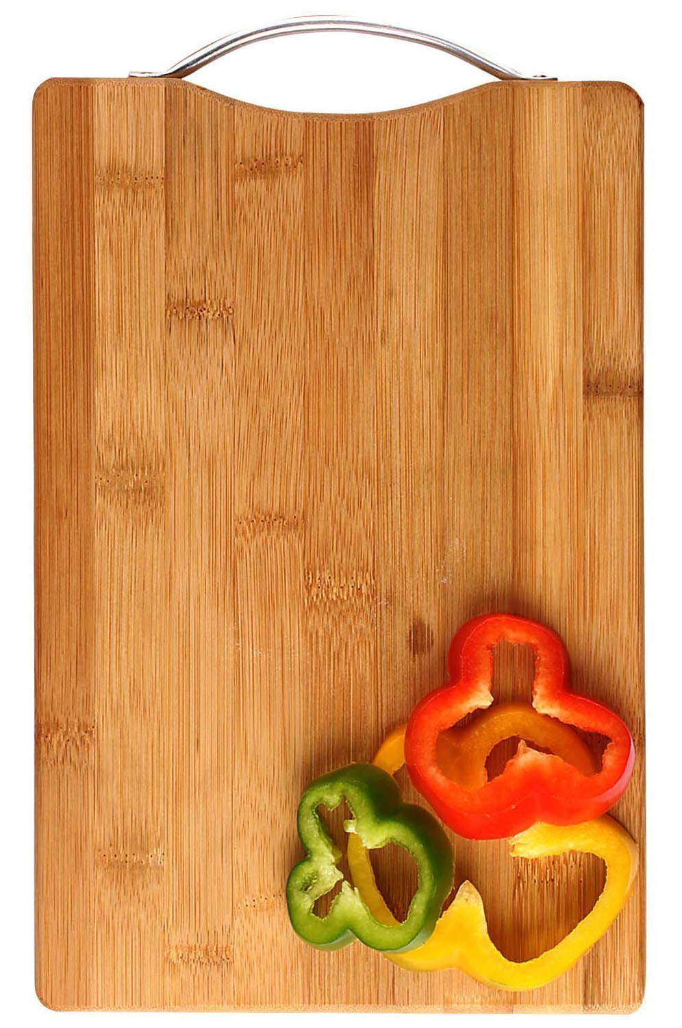 Natural Wood Chopping Board Cutting Board for Kitchen Vegetables, Fruits & Cheese, BPA Free, Eco-Friendly with Steel Handle Dime Store