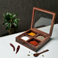 Thumbnail for Wooden Masala Box Spice Holder for Kitchen , Multipurpose Decorative Boxes Masala Dabba Organizer Dime Store