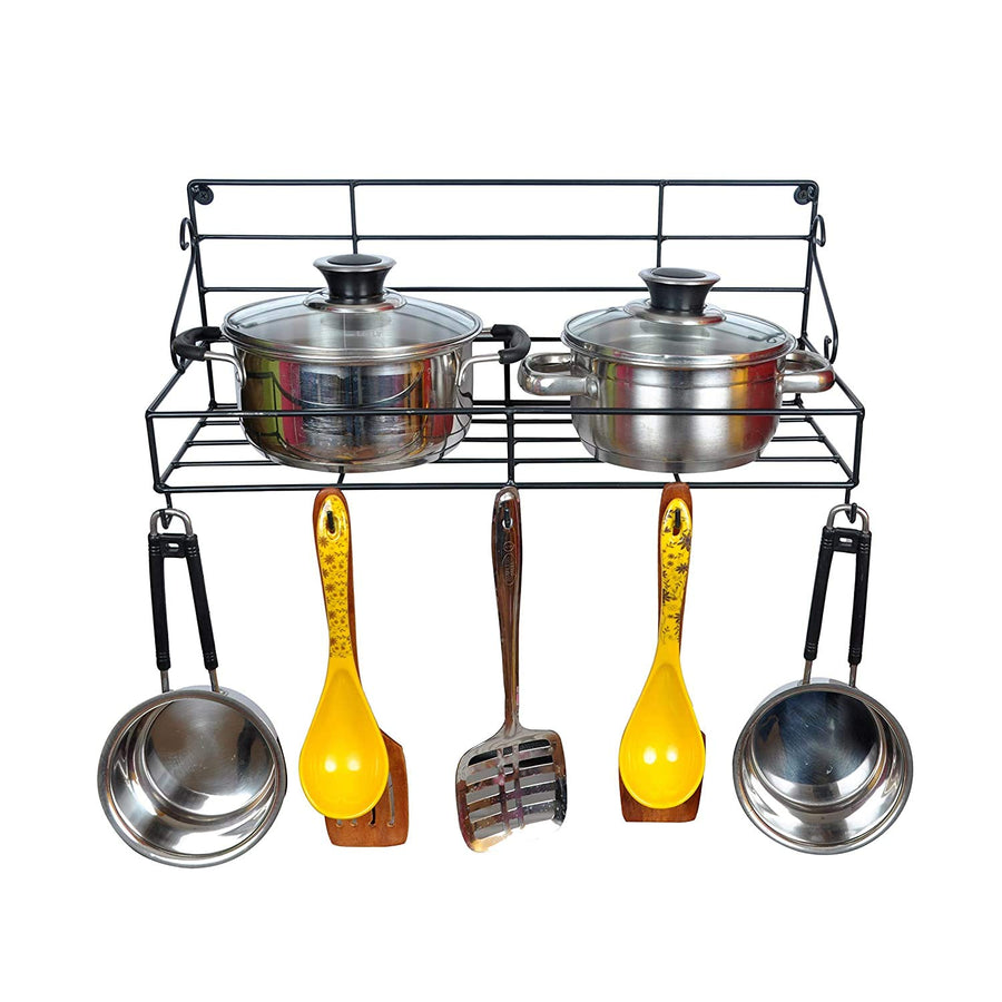 Wall Mounted Wall Shelf Pan Stand Kitchen Rack Kitchen Organiser Item Dime Store