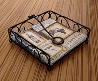 Thumbnail for Wrought Iron and Wooden Napkin Holder for Dining Table, Kitchen - Tissue Paper Stand for Restaurant, Bathroom - Handmade Iron Tissue Box, Brown Dime Store
