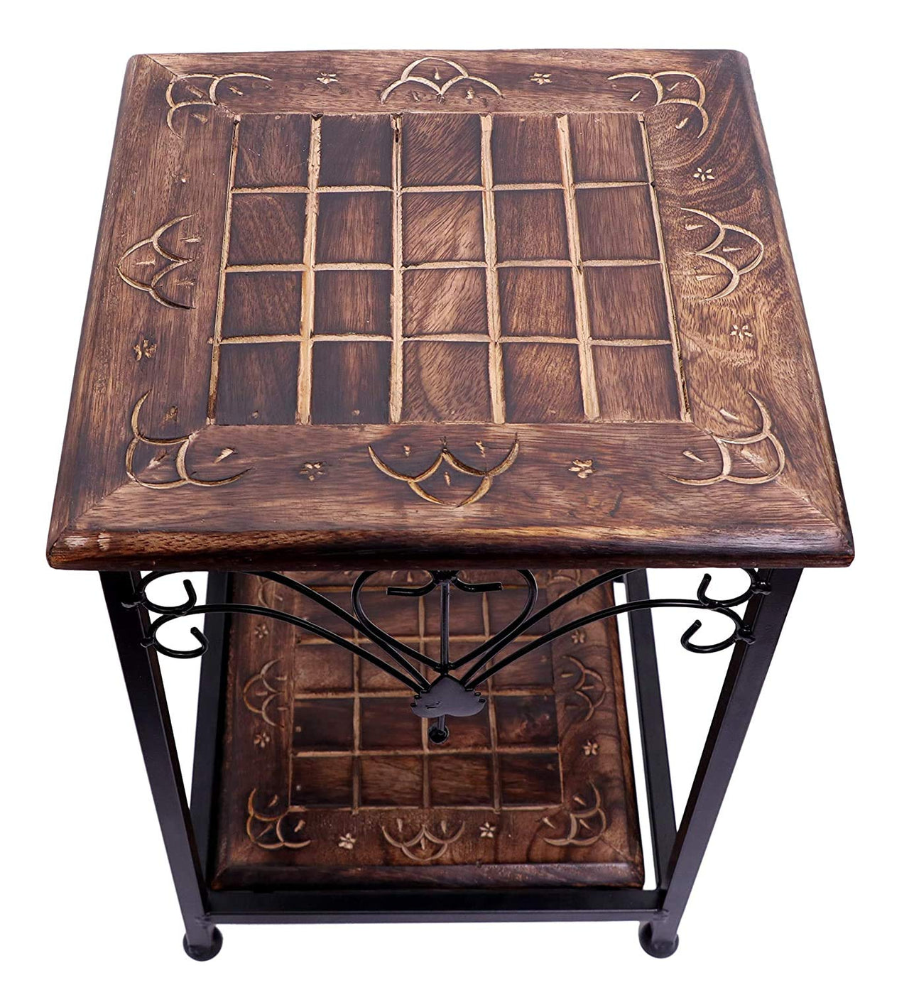 Wooden & Iron Stool for Livingroom , Balcony Stool Coffee End Table for Dressing Table, Bedside, Home, Office Dime Store