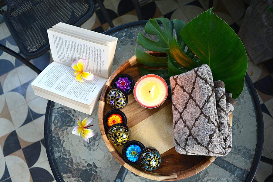 Wooden Round Tray , Multipurpose Tray Serving Platters for Platters for Serving Cakes, Pastries, Snacks, Breakfast, Coffee Table Dime Store