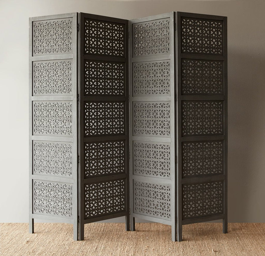 Wooden Partition Room Divider for Living Room 4 Panels, Wall Screen and Partitions Modern Room Separators Dime Store