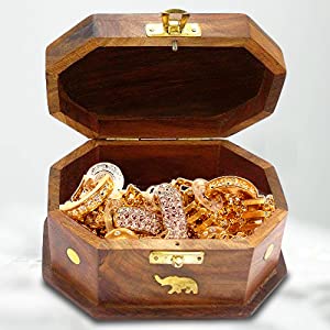 Wooden Jewelry , Makeup Box Organizer - Classical Wood Jewelry Box Jewelry Storage Box Case Holder Jewellery Organizer for Women Accessories Dime Store
