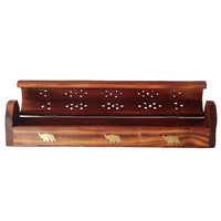 Thumbnail for Sheesham Wooden and Brass Dhoop Agarbatti Stick Box Holder Stand (11x1x1.5 inch) Dime Store