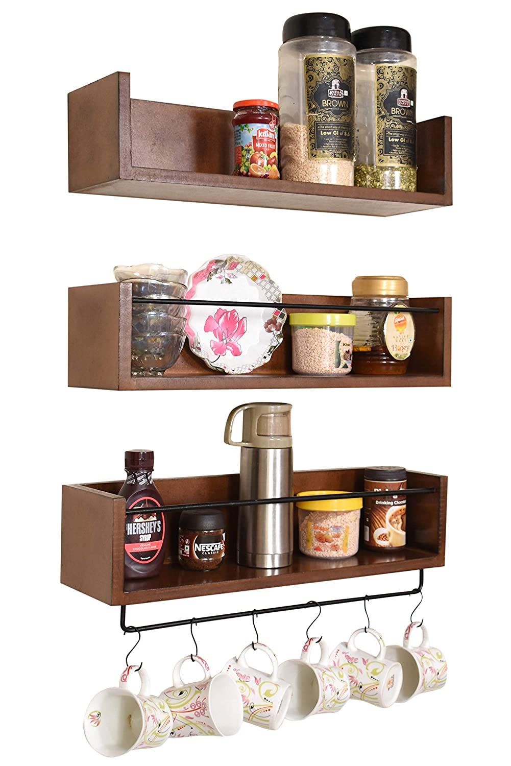 Floating Chefs Rack Floating Kitchen Shelf Kitchen Storage Rack Spice rack For Home Kitchen ...