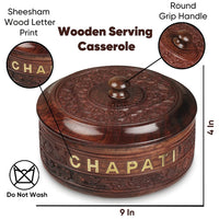 Thumbnail for Wooden Handmade Serving Casserole for Roti Hot Pot, Casserole, Roti Dabba for Kitchen Decoration Dime Store