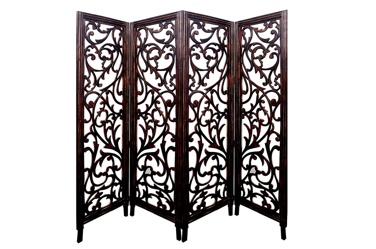 Wooden Rooms Partition for Living Rooms / Wooden Screens Separator & Room Divider with Stands 4 Panels for Living Room/Bedroom/Office/ Restaurants Dime Store