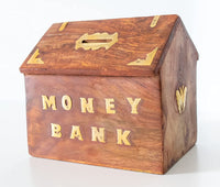 Thumbnail for Wooden Hut Shaped Money Bank for Coin Storage Organizer for Kids & Adults , Gullak for Gift Item Dime Store