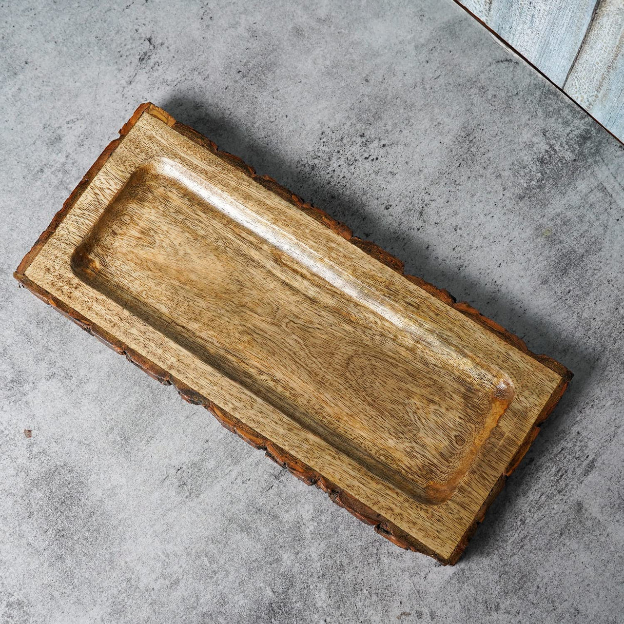 Sheesham Wooden Tray, Multipurpose Handmade & Handcrafted Serving Tray, Rectangular Wooden Nested Platter - Size (37 x 17 x 2.5cm) Dime Store