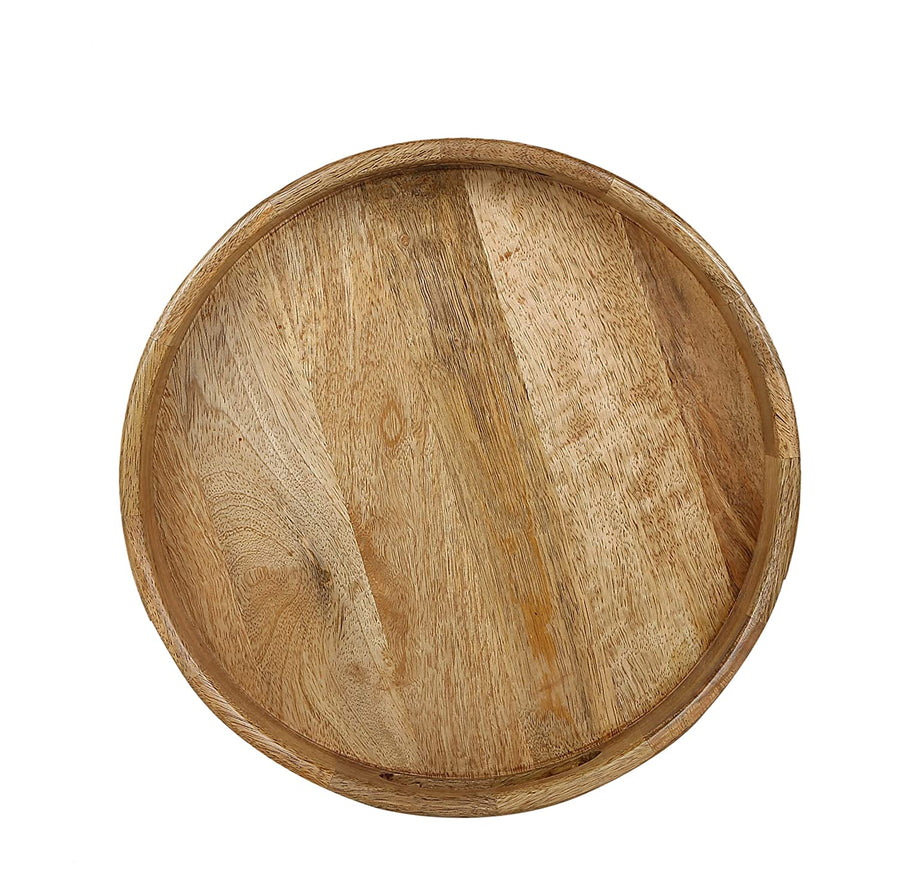 Wooden Round Tray , Multipurpose Tray Serving Platters for Platters for Serving Cakes, Pastries, Snacks, Breakfast, Coffee Table Dime Store