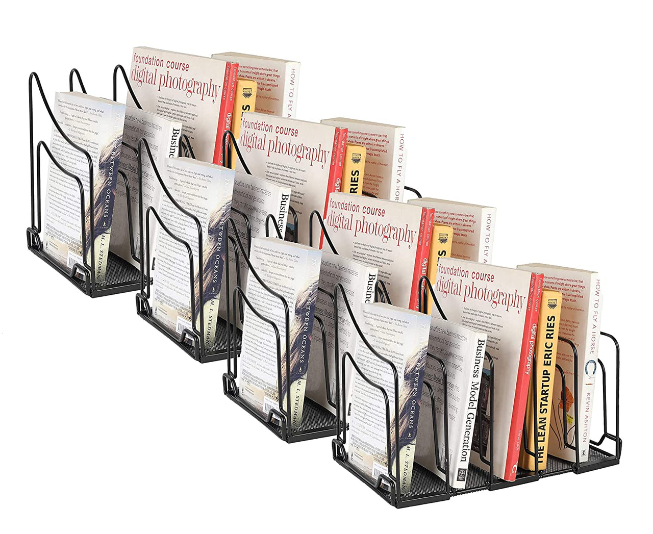 Vertical Desk File Holder Heavy Duty 5 Sections File Rack - Assembled Docomeent Letter Paper Organizer Sorter Rack Dime Store