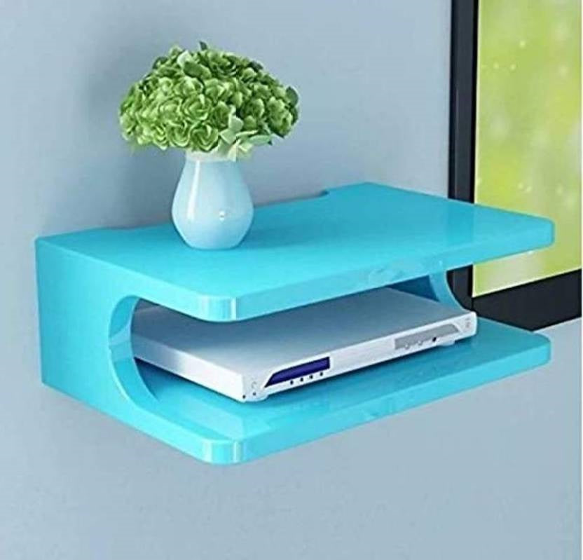 Set top Box Stand | WIFI Router Holder Wooden Wall Shelves | Setup Box Stand for Home | Wall Mount Stylish WIFI Router Holder TV Cabinet Living Room Furniture Dime Store
