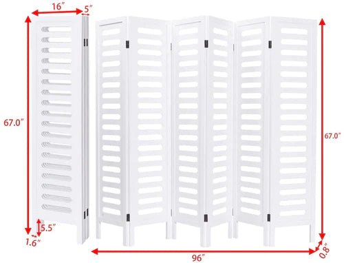 Wooden Partition Handcrafted Partition Room Divider Separator for Living Room Office Wood Consists of 6 Panels to be Placed in Zig-Zag (White) Dime Store
