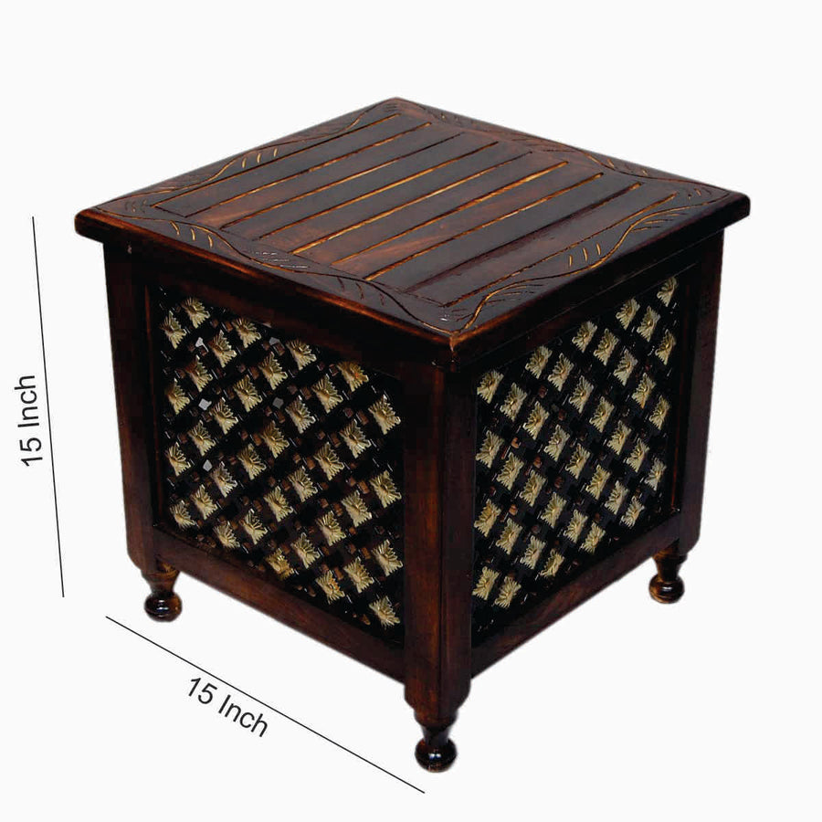 Wooden Stool with Storage for Living Room | Side Stool | Stool for- Dressing Table, Bedside, Home, Office, Balcony | Side & Coffee Table Dime Store