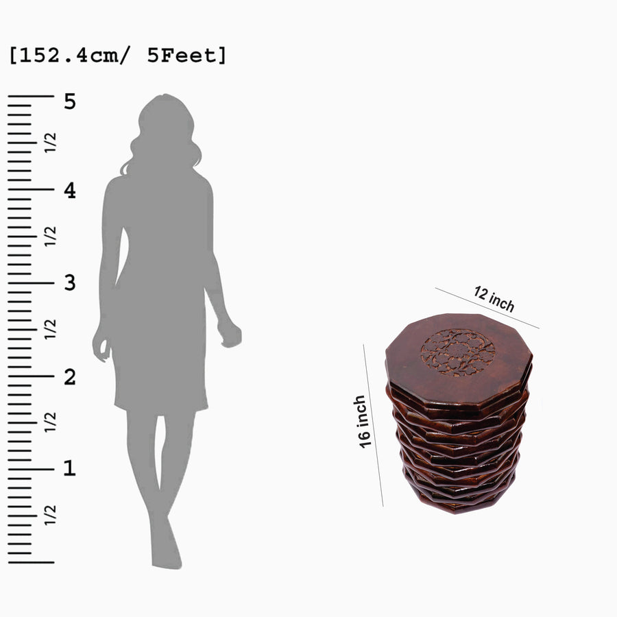 Wooden Zig Zag Stool for Bedroom , End Table Coffee Table Stool for: Bedside, dressing table, home, and office Dime Store