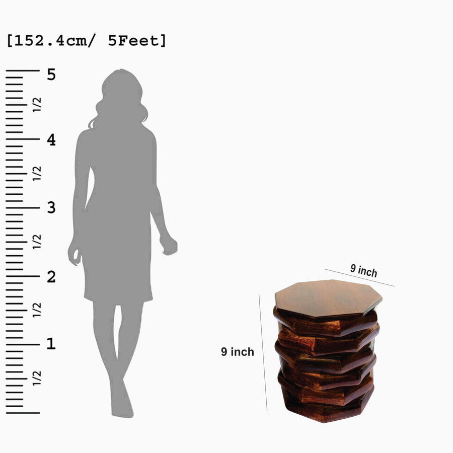 Wooden Zig Zag Stool for Bedroom , End Table Coffee Table Stool for: Bedside, dressing table, home, and office Dime Store