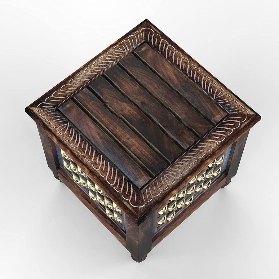 Wooden Stool with Storage for Living Room | Side Stool | Stool for- Dressing Table, Bedside, Home, Office, Balcony | Side & Coffee Table Dime Store