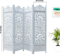 Thumbnail for Wooden Partition for Living room & Bedroom , Curtains for Hall |  Safety Barrier Panel 4 Panel White Color Traditional Partition for Livingroom Dime Store