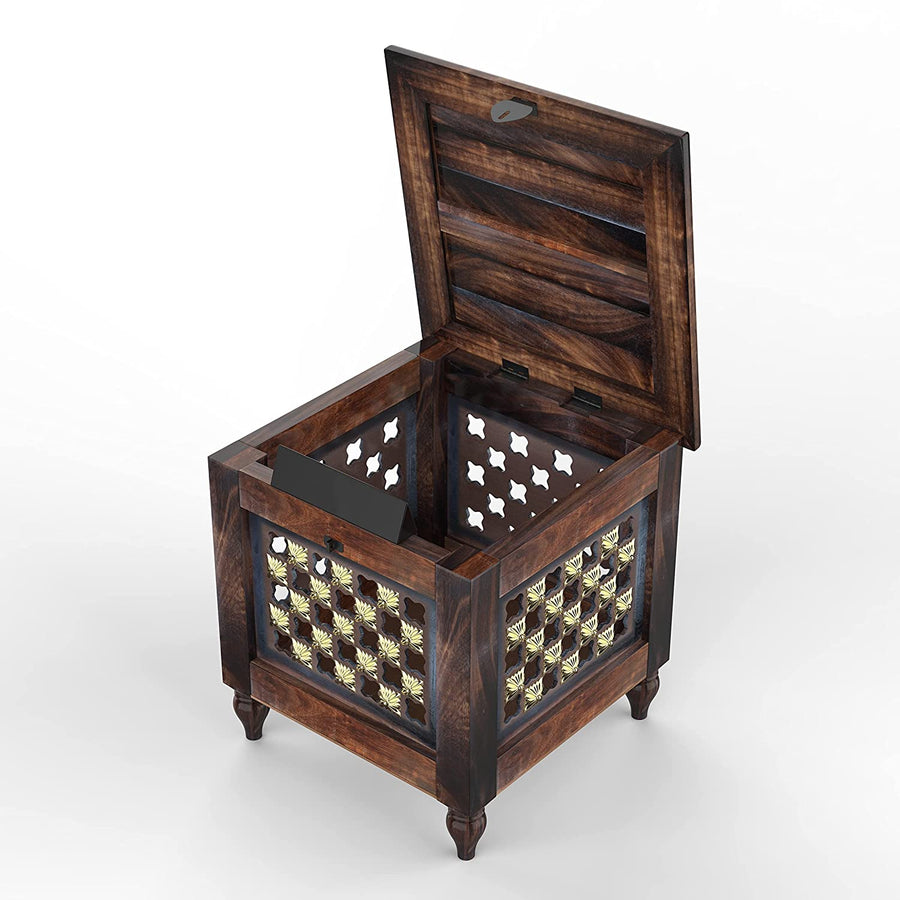 Wooden Stool with Storage for Living Room | Side Stool | Stool for- Dressing Table, Bedside, Home, Office, Balcony | Side & Coffee Table Dime Store