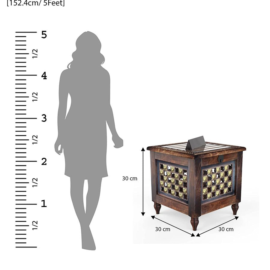 Wooden Stool with Storage for Living Room | Side Stool | Stool for- Dressing Table, Bedside, Home, Office, Balcony | Side & Coffee Table Dime Store