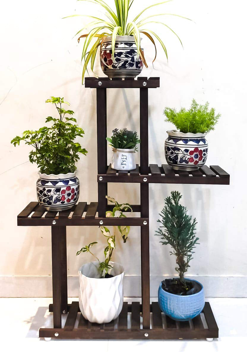 Wooden Plant Stand for Balcony Living Room Outdoor Indoor Plant Stand Foldable Display Rack Storage Rack for Patio Garden Yard Dime Store