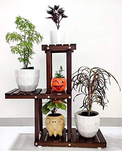 Wooden Plant Stand for Balcony Living Room Outdoor Indoor Plant Stand Foldable Display Rack Storage Rack for Patio Garden Yard Dime Store