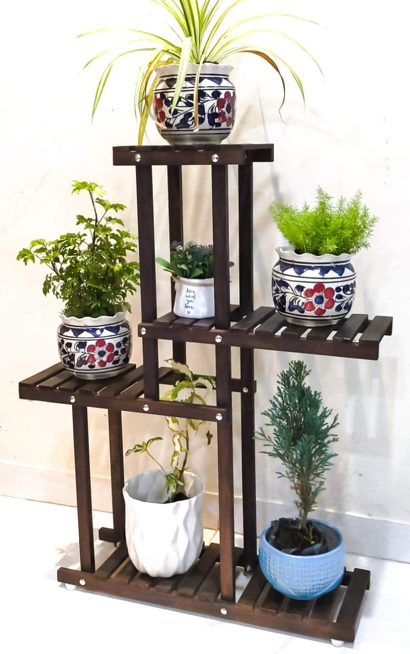 Wooden Plant Stand for Balcony Living Room Outdoor Indoor Plant Stand Foldable Display Rack Storage Rack for Patio Garden Yard Dime Store