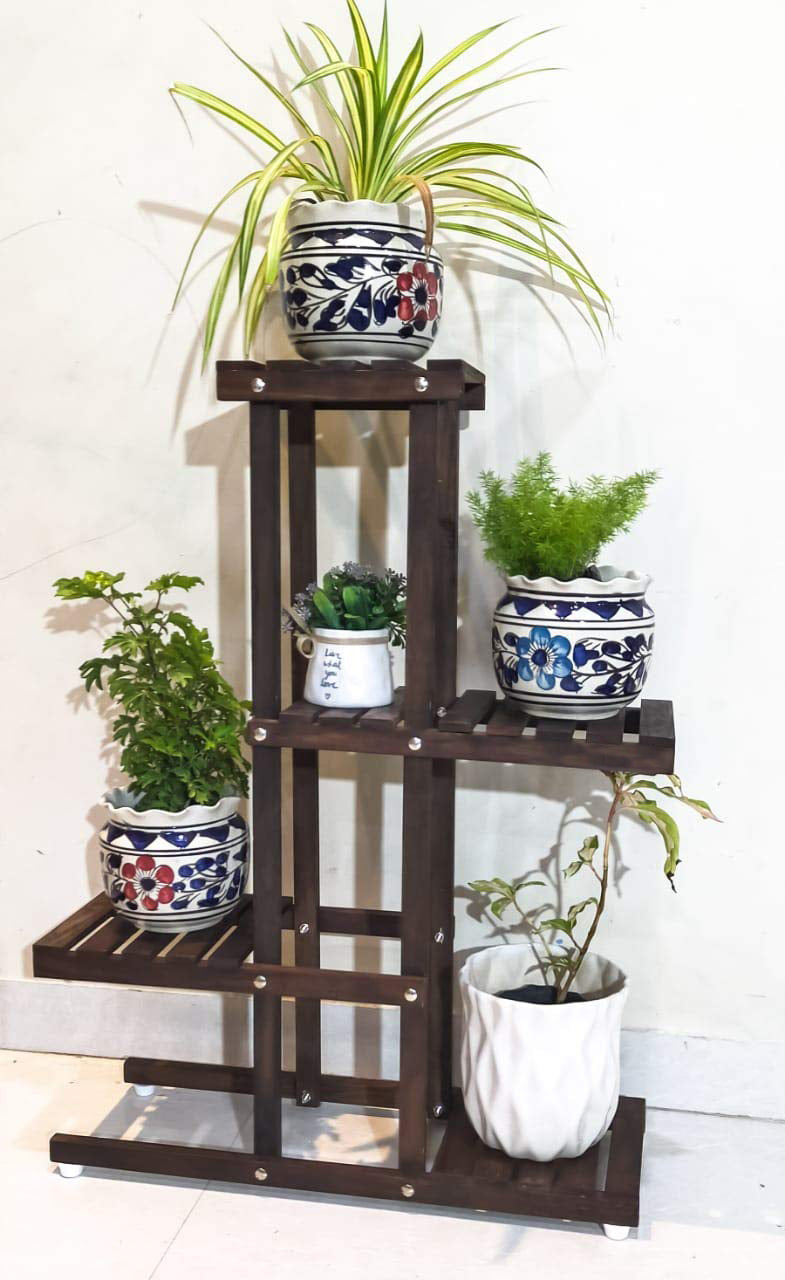Wooden Plant Stand for Balcony Living Room Outdoor Indoor Plant Stand Foldable Display Rack Storage Rack for Patio Garden Yard Dime Store