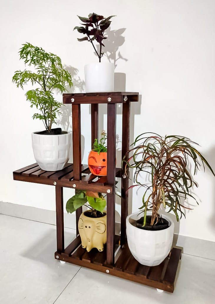 Wooden Plant Stand for Balcony Living Room Outdoor Indoor Plant Stand Foldable Display Rack Storage Rack for Patio Garden Yard Dime Store