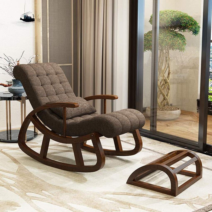 Wooden Rocking Chair With Foot Rest | Swaying Chair Dime Store
