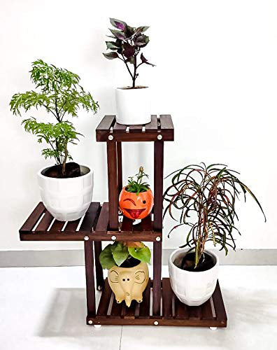 Wooden Plant Stand for Balcony Living Room Outdoor Indoor Plant Stand Foldable Display Rack Storage Rack for Patio Garden Yard Dime Store