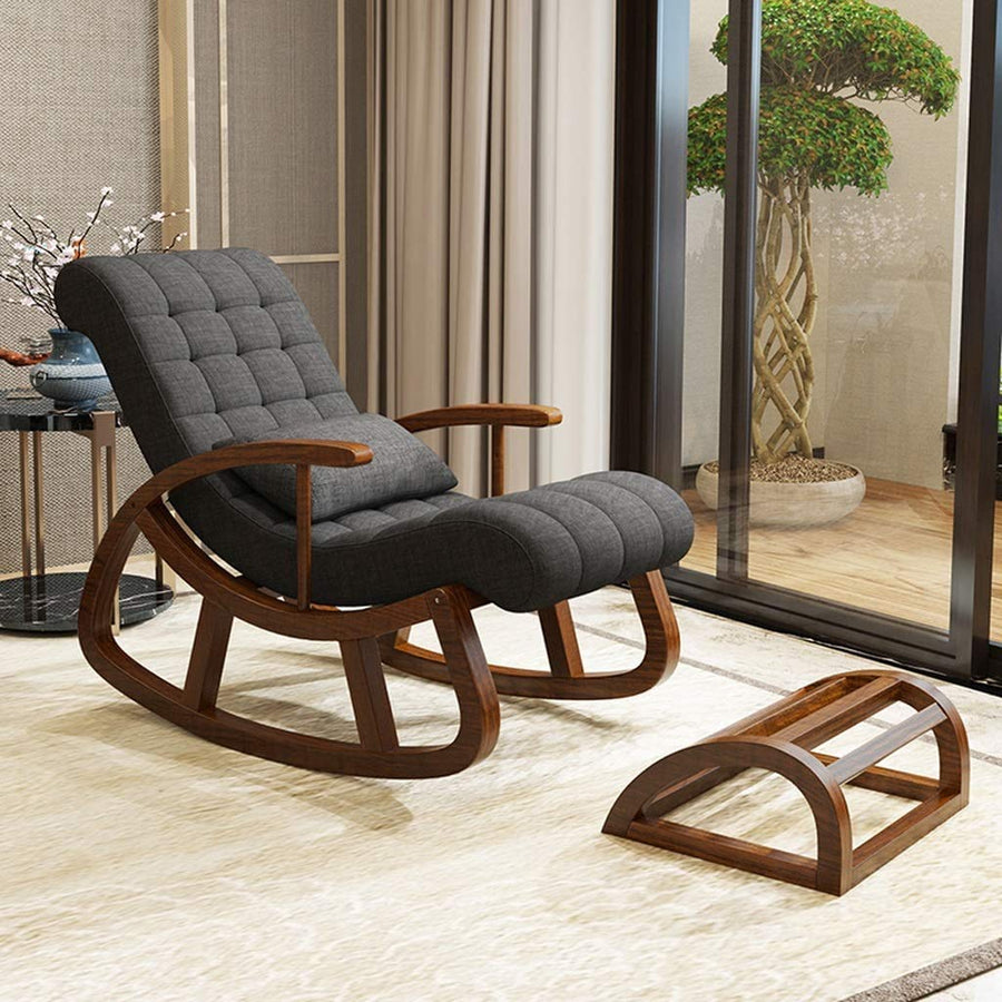 Wooden Rocking Chair With Foot Rest | Swaying Chair Dime Store