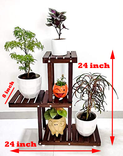 Wooden Plant Stand for Balcony Living Room Outdoor Indoor Plant Stand Foldable Display Rack Storage Rack for Patio Garden Yard Dime Store